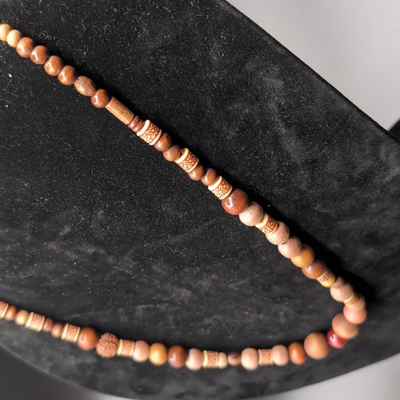 Bohemian Multi Tonal Brown Textured Beaded Necklace - Picture 4 of 9